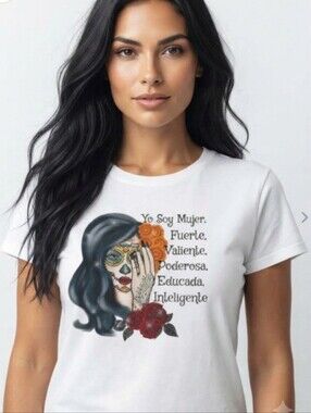 Hand Crafted Upcycled Size Medium OAAK Strong Woman Sugar Skull Catrina Upcycled
